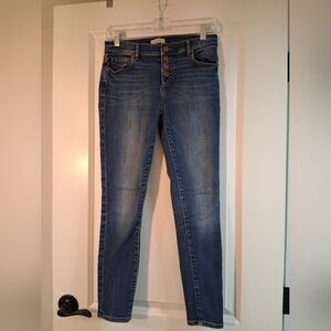 LOFT Modern Skinny High Rise Denim Jeans with Button Detail